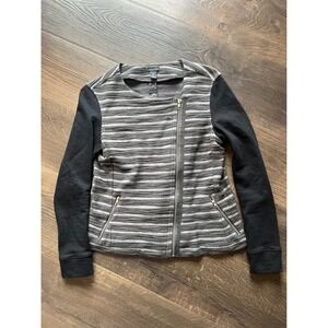 POROPHROSE Women's Black & Grey Striped Zipper Front Jacket Size S